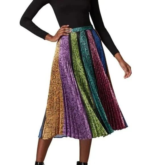 NWT DELFI Collective Colorblock Snake Clara pleated midi Skirt Size XS #1D460 - Picture 3 of 8